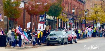 Protesters gathered in Saline MI for the No Kings 2.0 rally. 