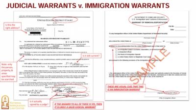Judicial Warrant vs Immigration Warrants