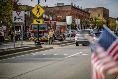Peaceful, America-loving protesters waving US flags.