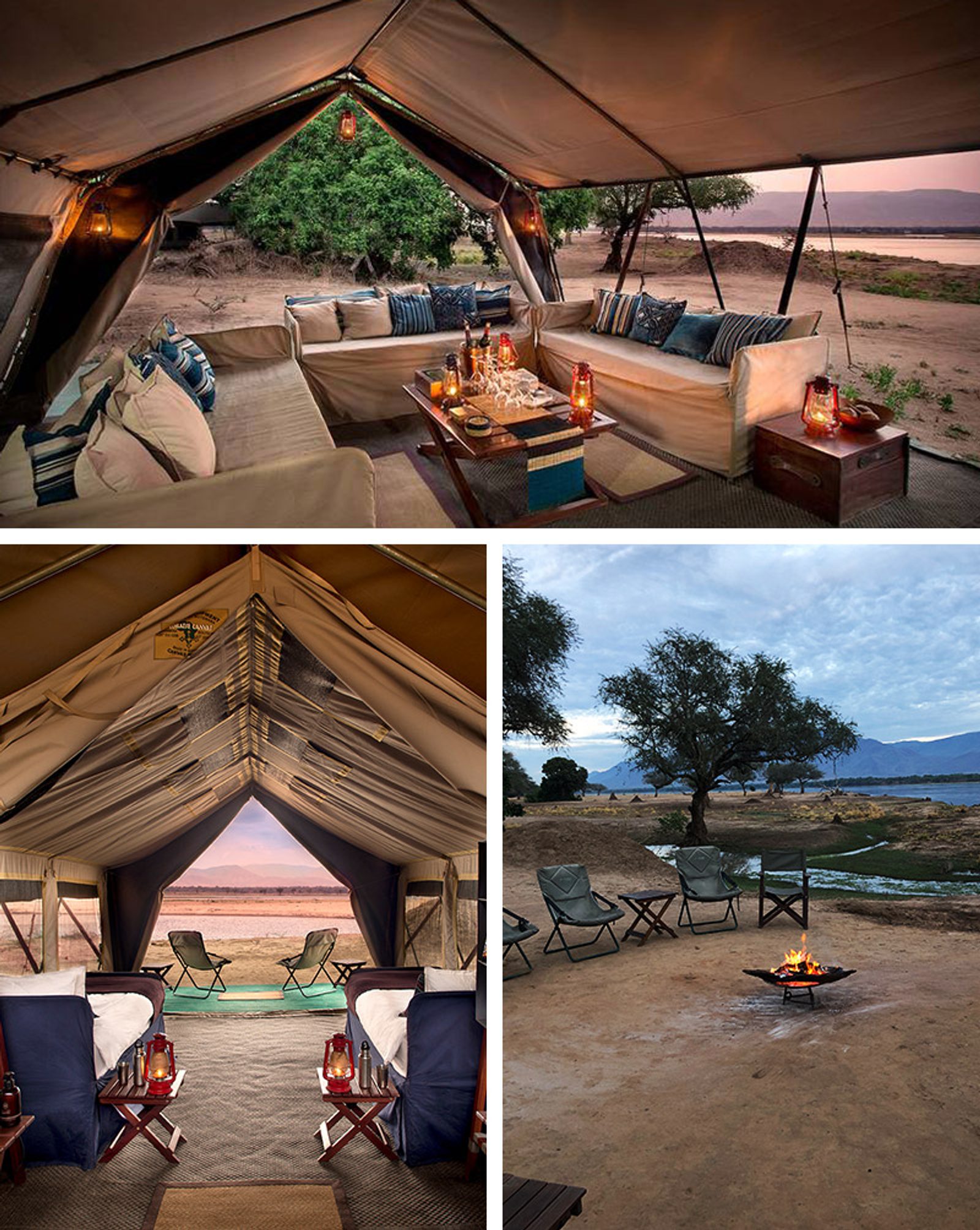 Interior of tent at Zambezi Expeditions - Safari in Zimbabwe