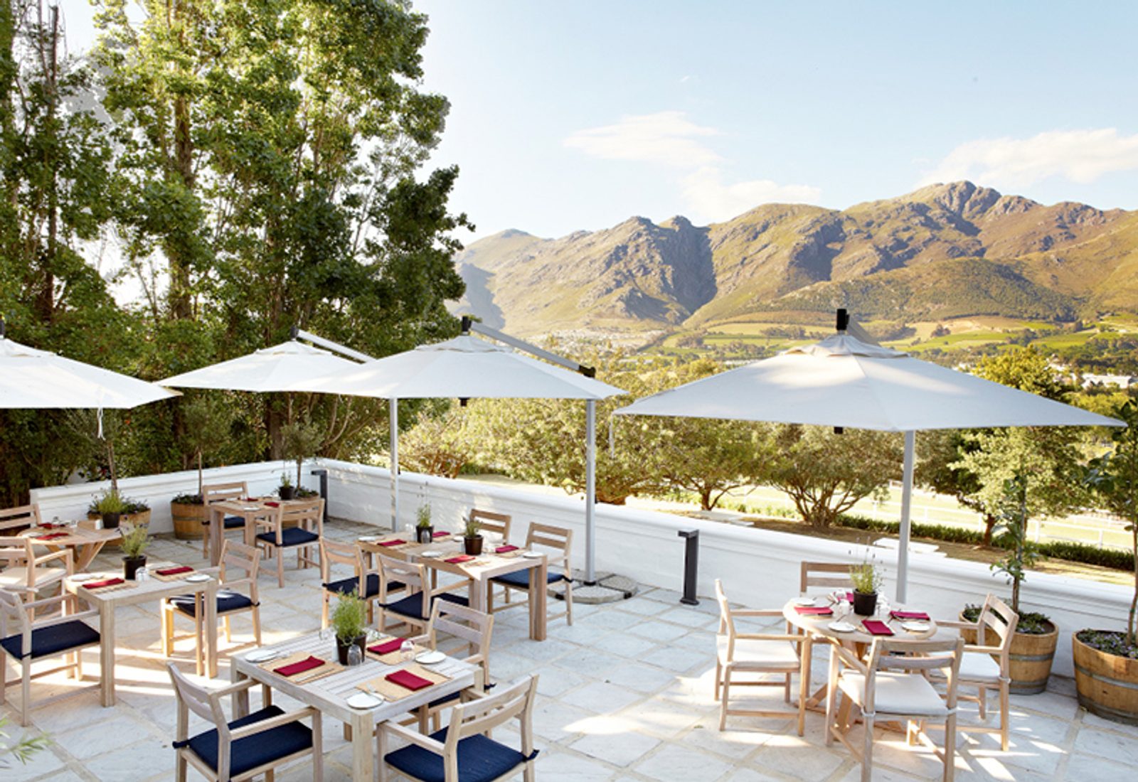 Dining deck at Mont Rochelle Hotel
