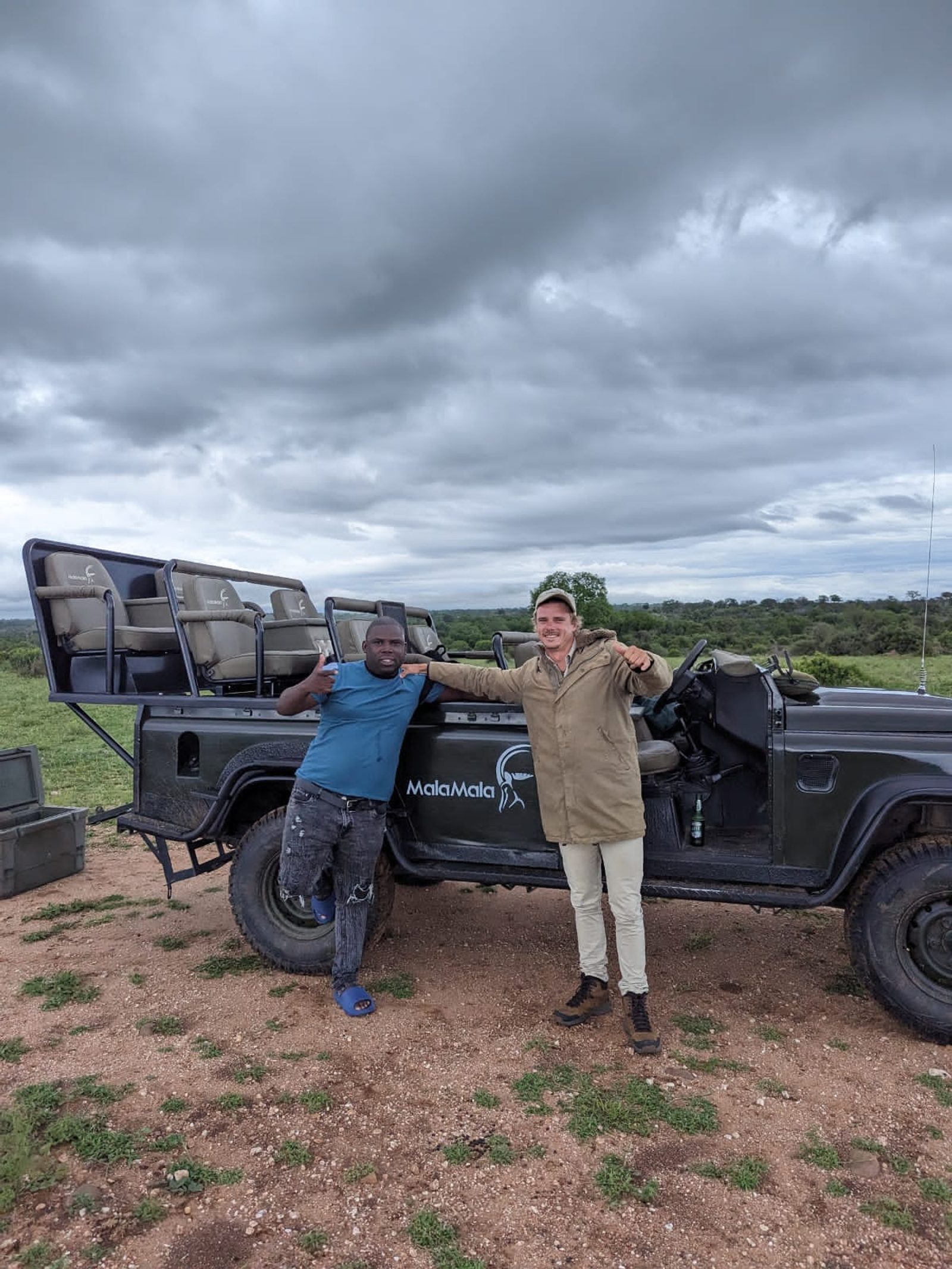 Me with our guide, JJ in the Mala Mala Game Reserve