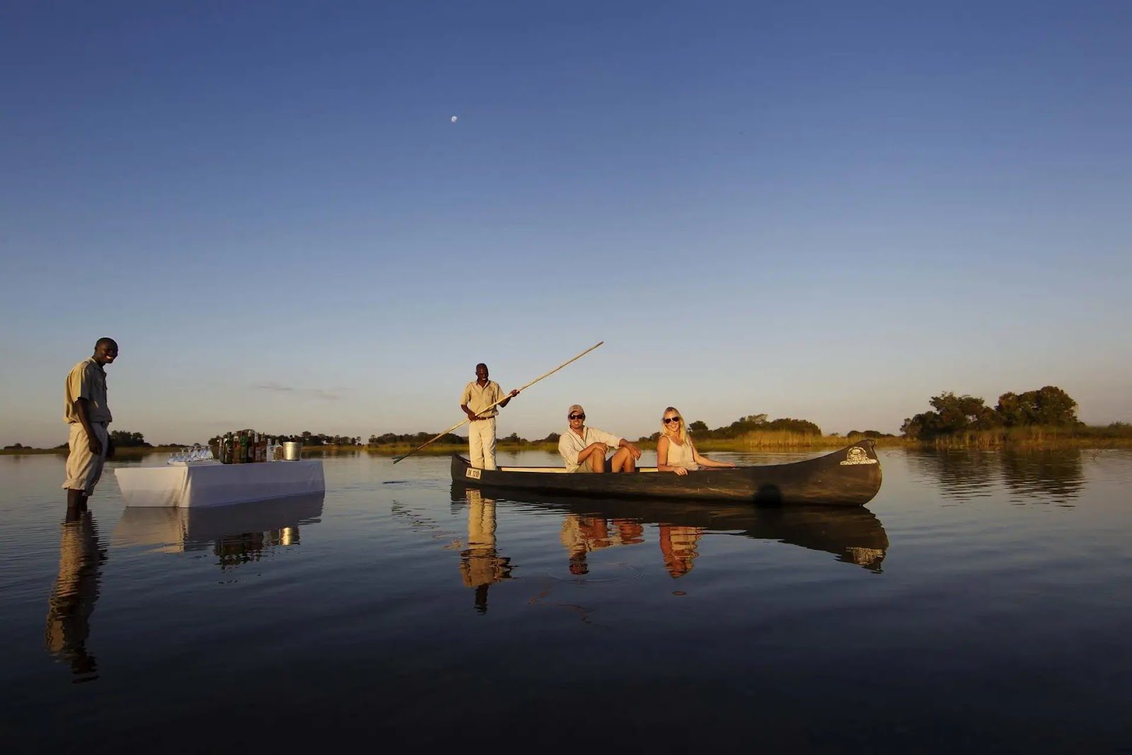 A mokoro water bar with Desert & Delta, Botswana.