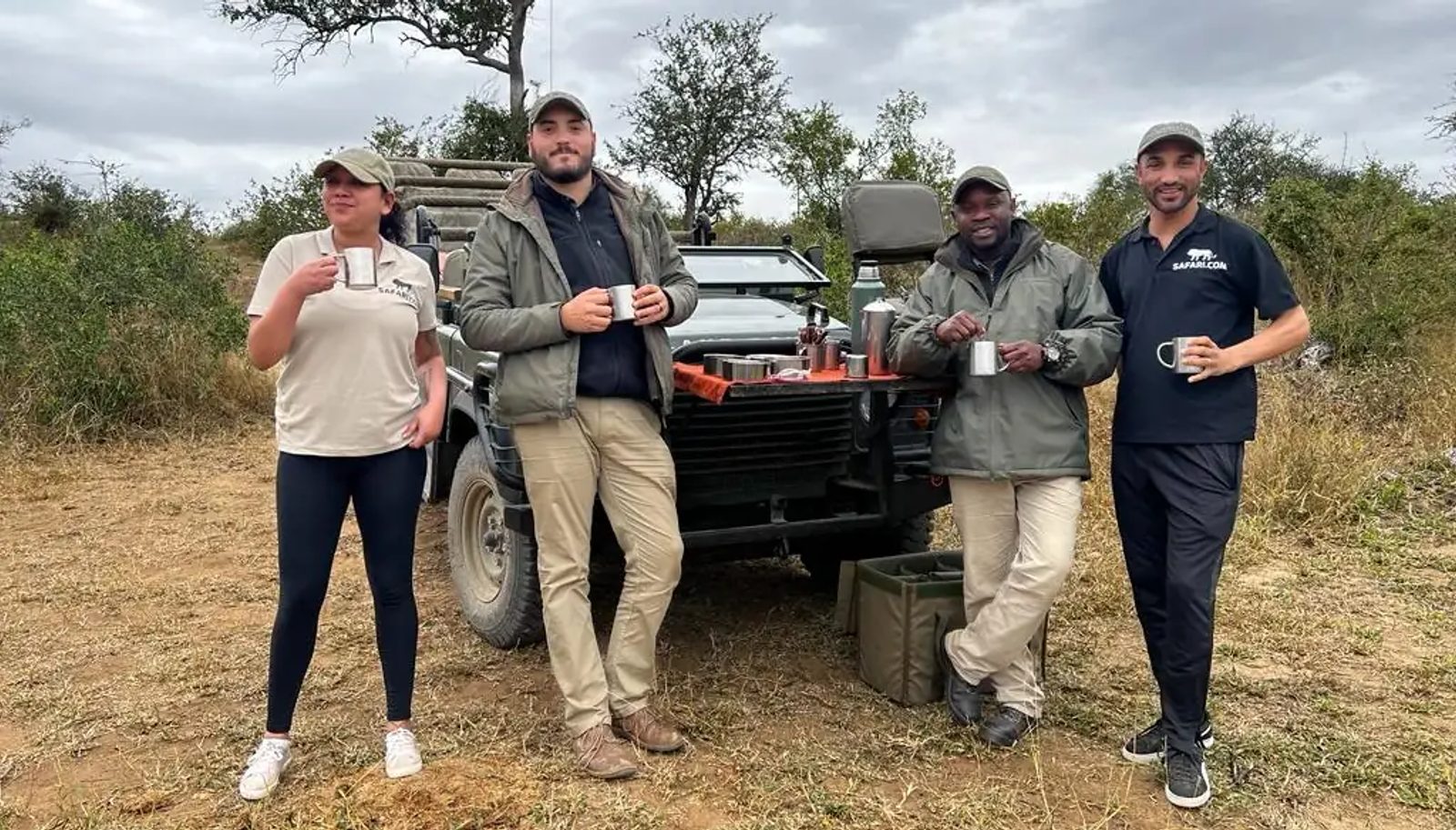 Kim and Jayson with staff at the Simbavati Hilltop Lodge.