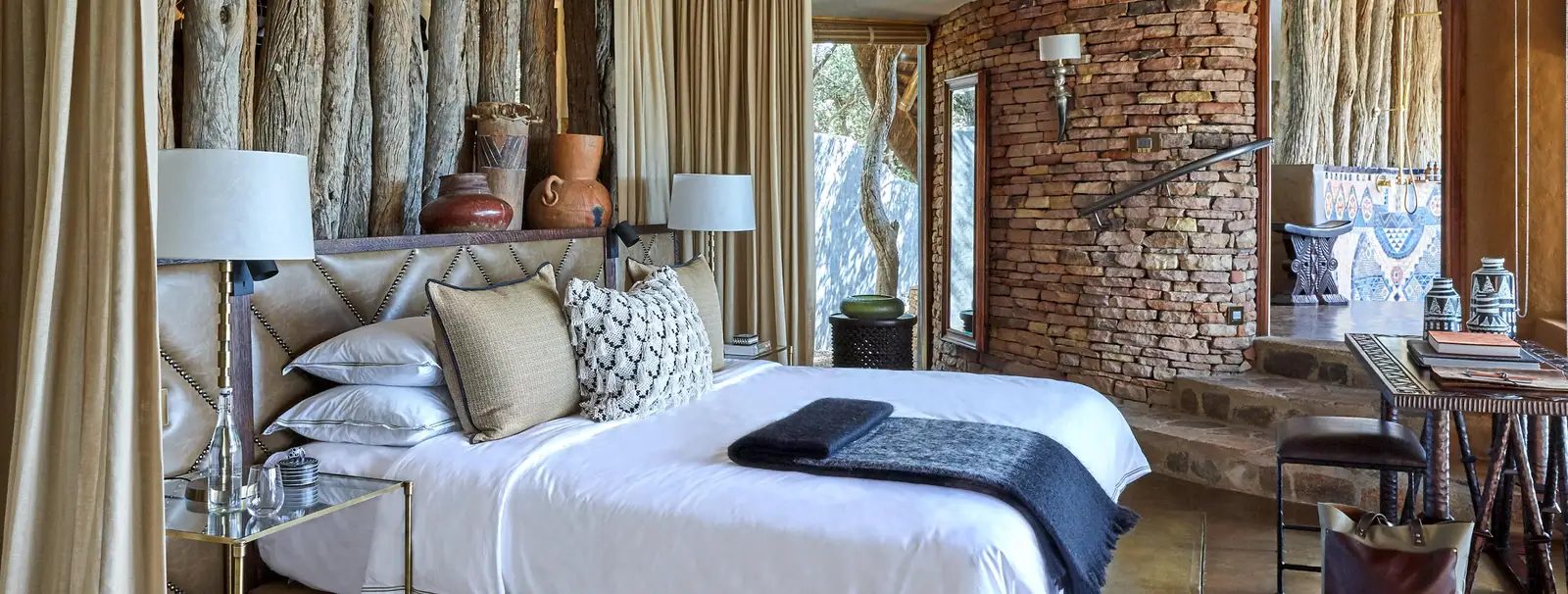 A sumptuously decorated oasis of safari luxury in the Zimbabwean wild.