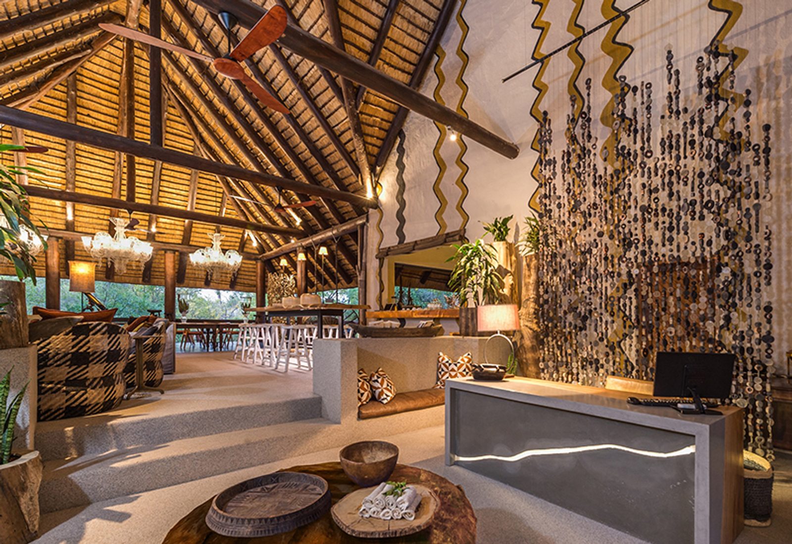 The lobby and lounge at Sabi Sabi little bush camp