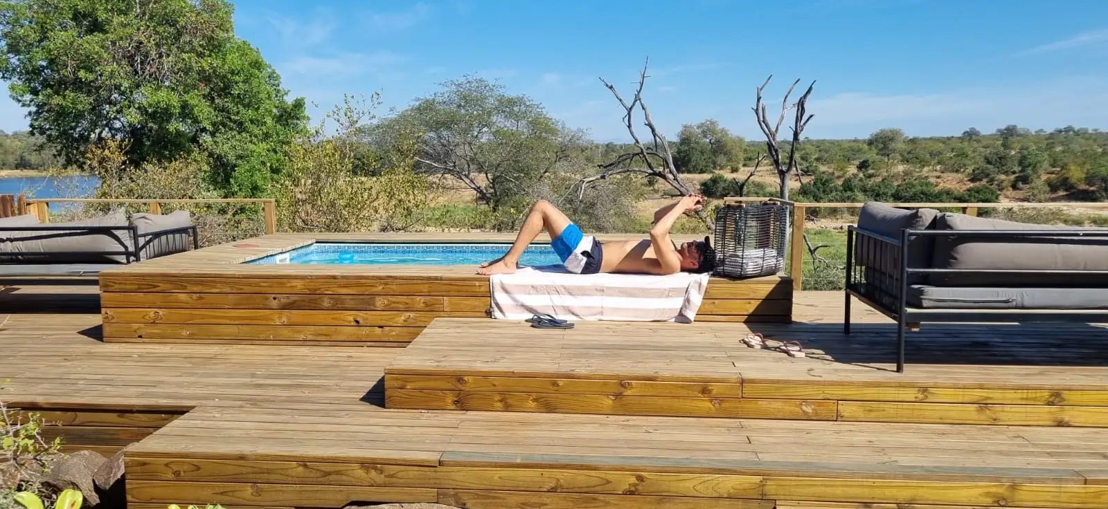 Jayson by the pool.