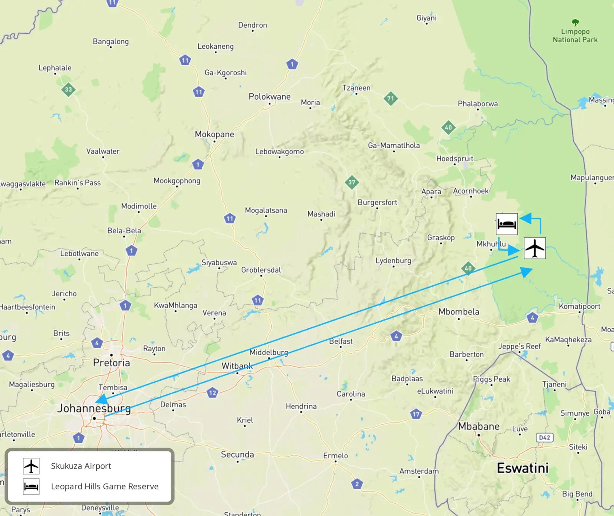 Map for 5 Day Luxury Sabi Sands Promotion