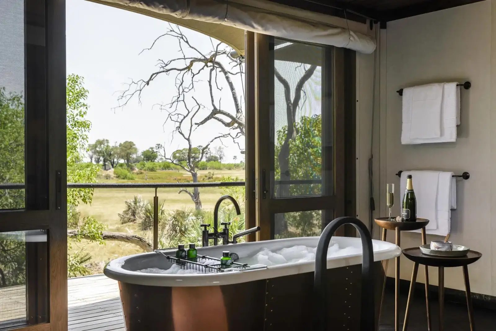 You can’t beat a bath at Xigera Safari Lodge