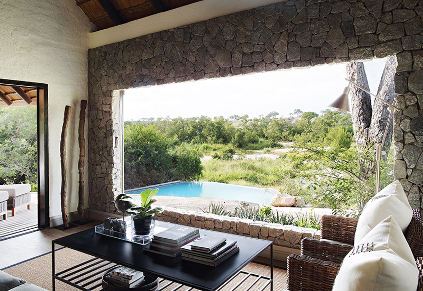 View from the lounge area of a suite at Londolozi Granite Suites