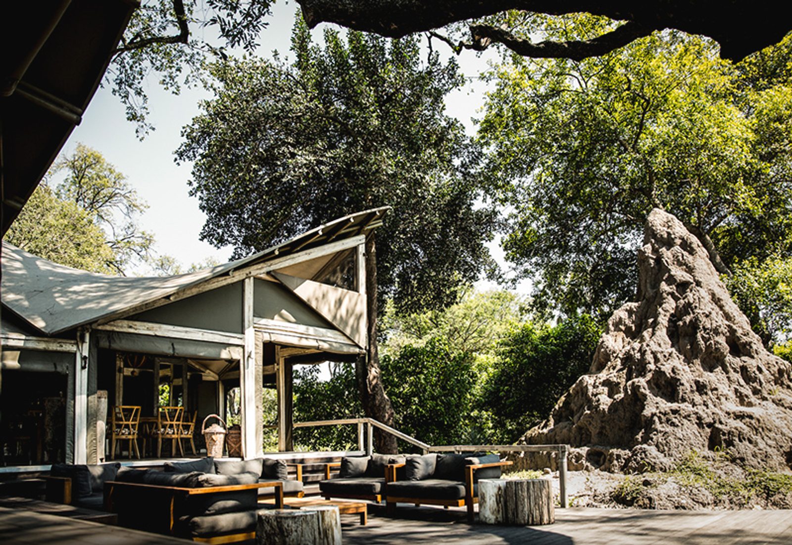 Exterior view of Abu Camp in the Okavango Delta