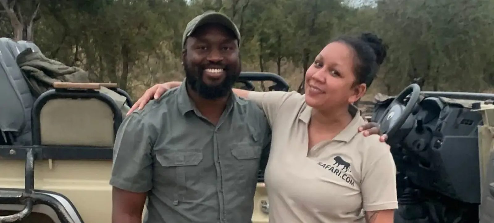 Kim with her guide at Simbavati Hilltop Lodge.