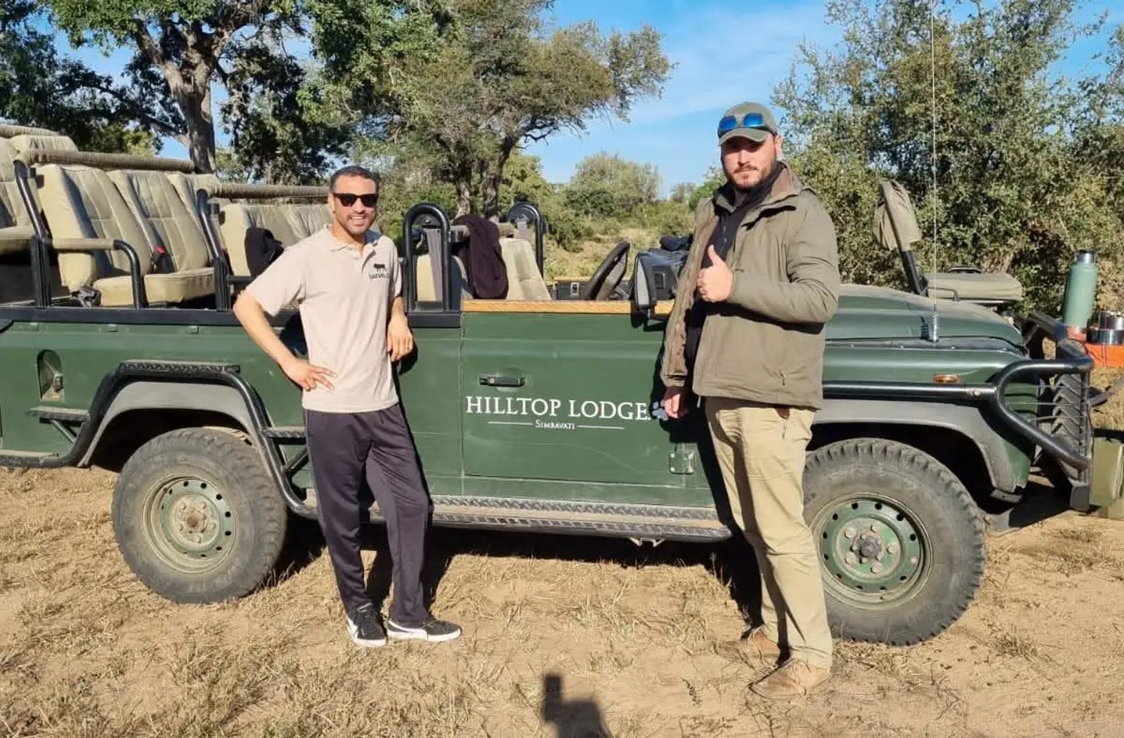 Jayson with a member of staff at Simbavati Hilltop Lodge