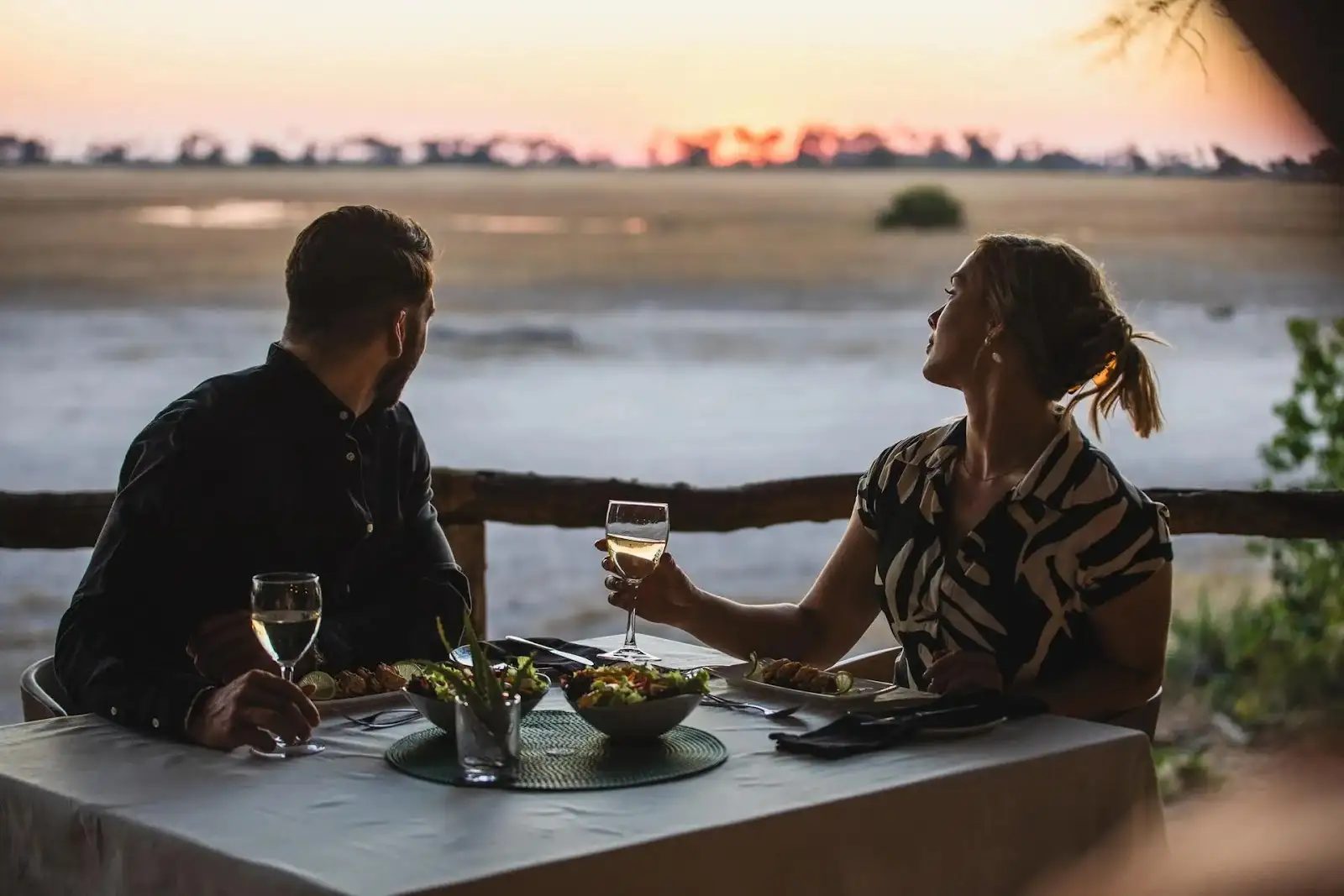 Dining is al fresco at Tubu Tree Camp in the Jao Reserve.