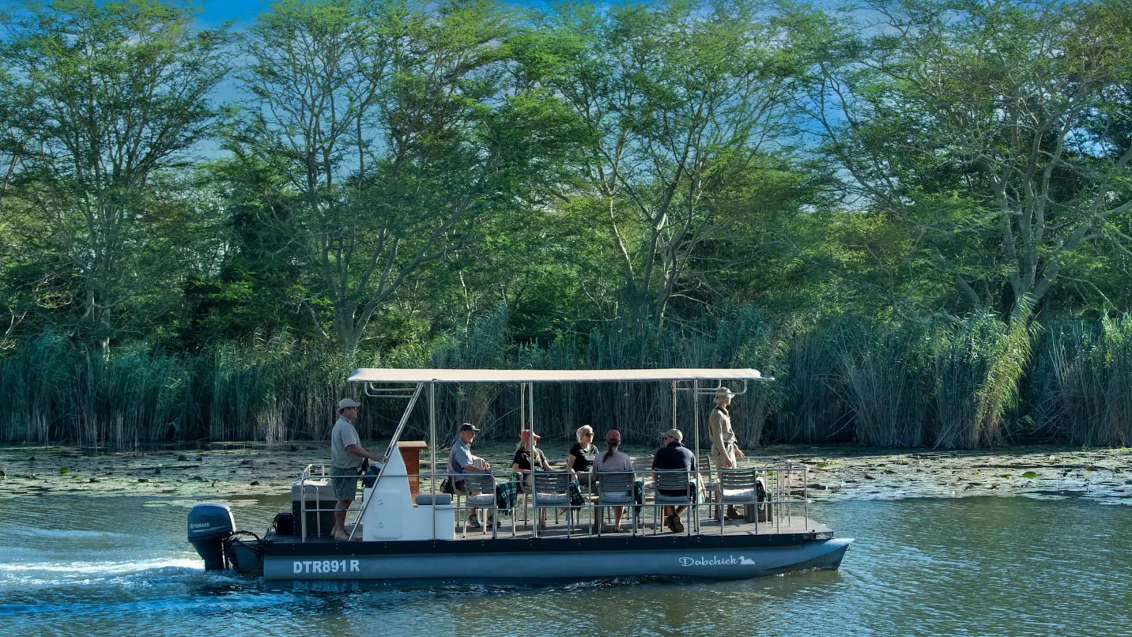Guests on a boat safari through a KwaZulu-Natal wetland