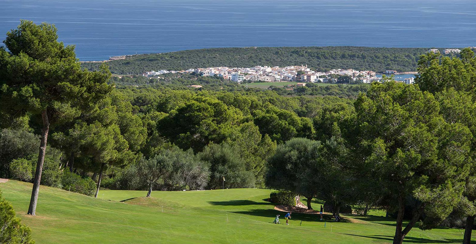 Vall d'Or Golf descending through wooded hills towards Mallorca's east coast.