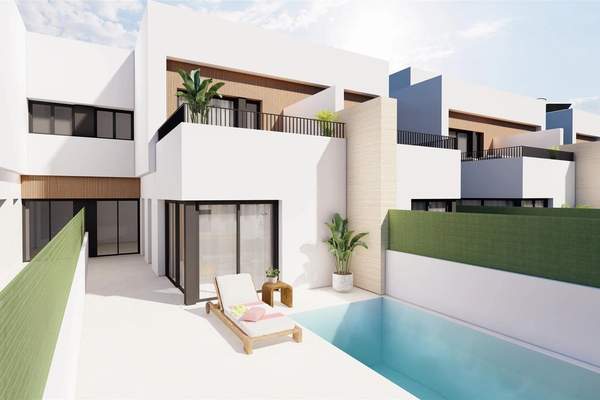 Representative rendering of a villa rear elevation and swimming pool