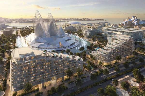 CGI aerial view of Mandarin Oriental Residences in Saadiyat Cultural District, Abu Dhabi