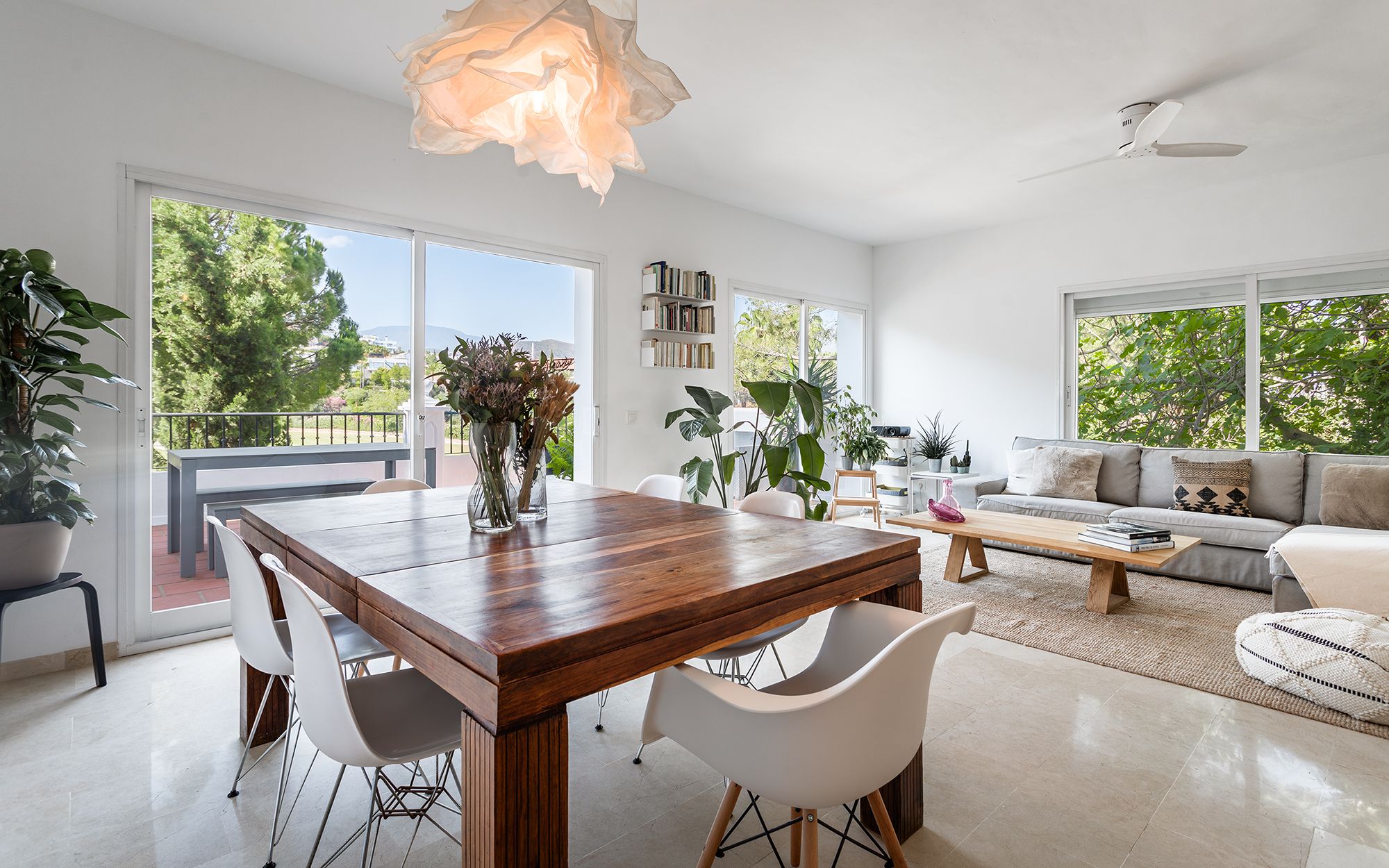 Dining and lounge area opening to terrace