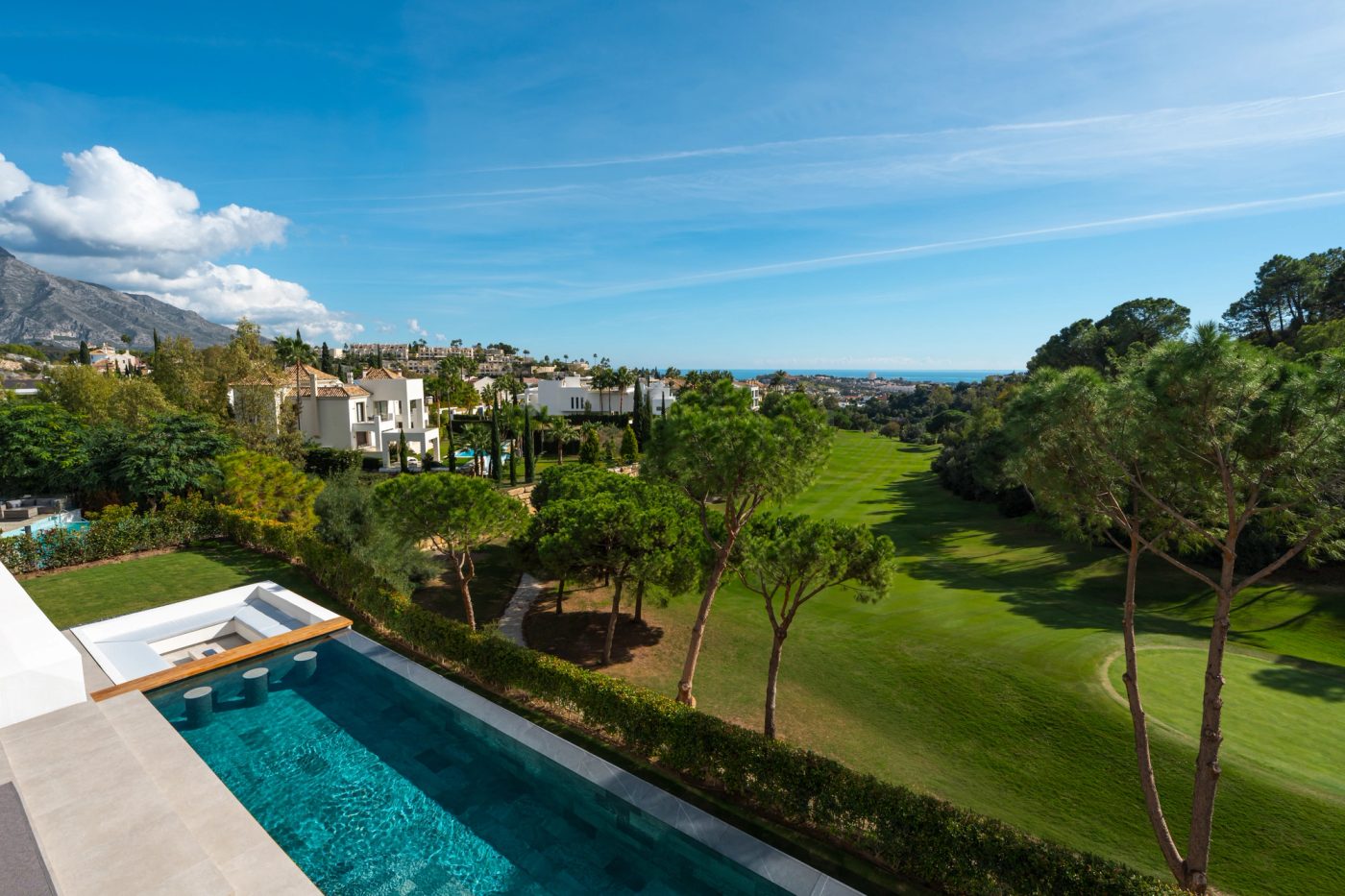 Elevated view from The Ridge across La Quinta Golf towards the coast