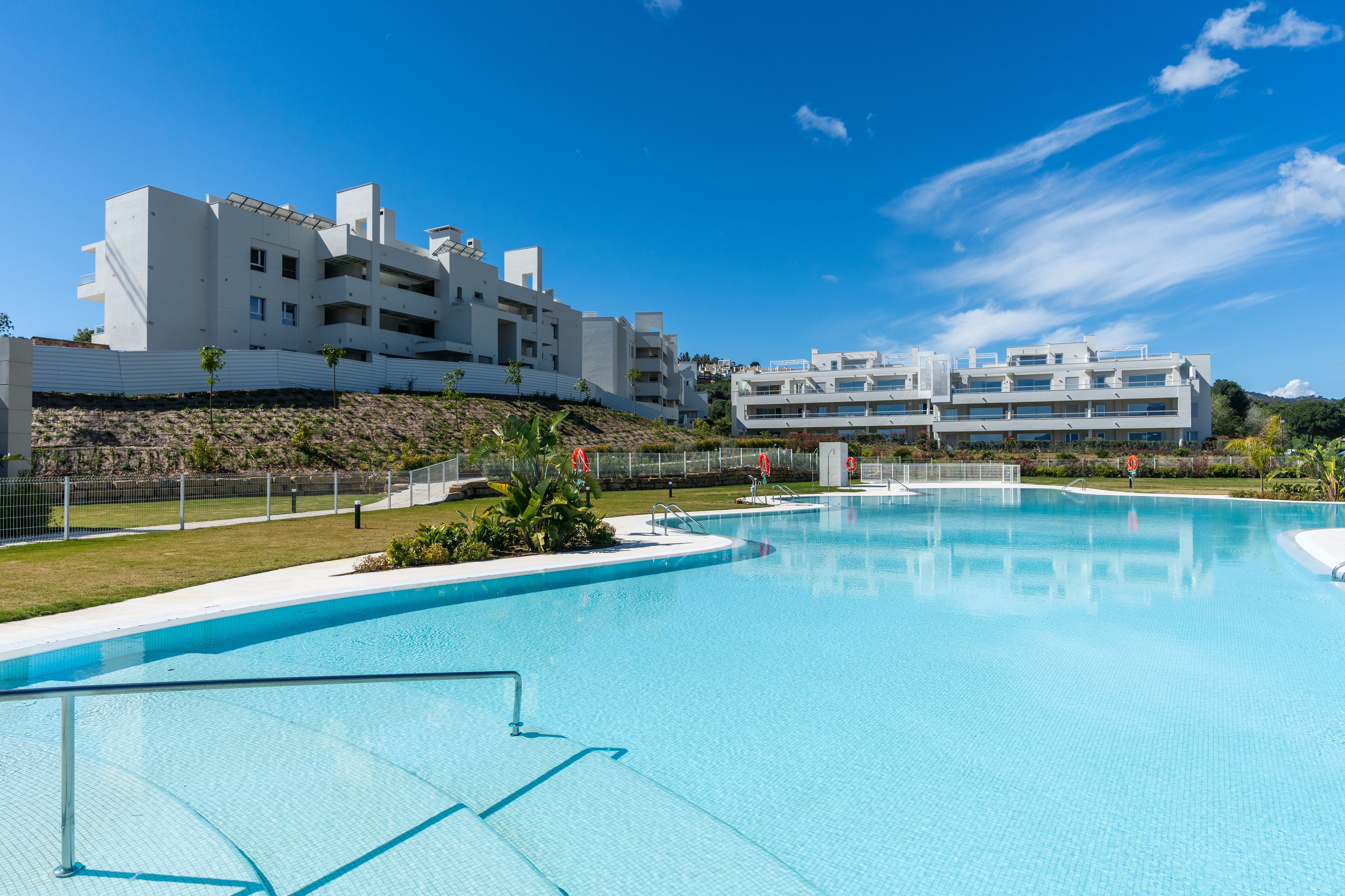 Solana Village apartment buildings beside the communal pool at La Cala Golf