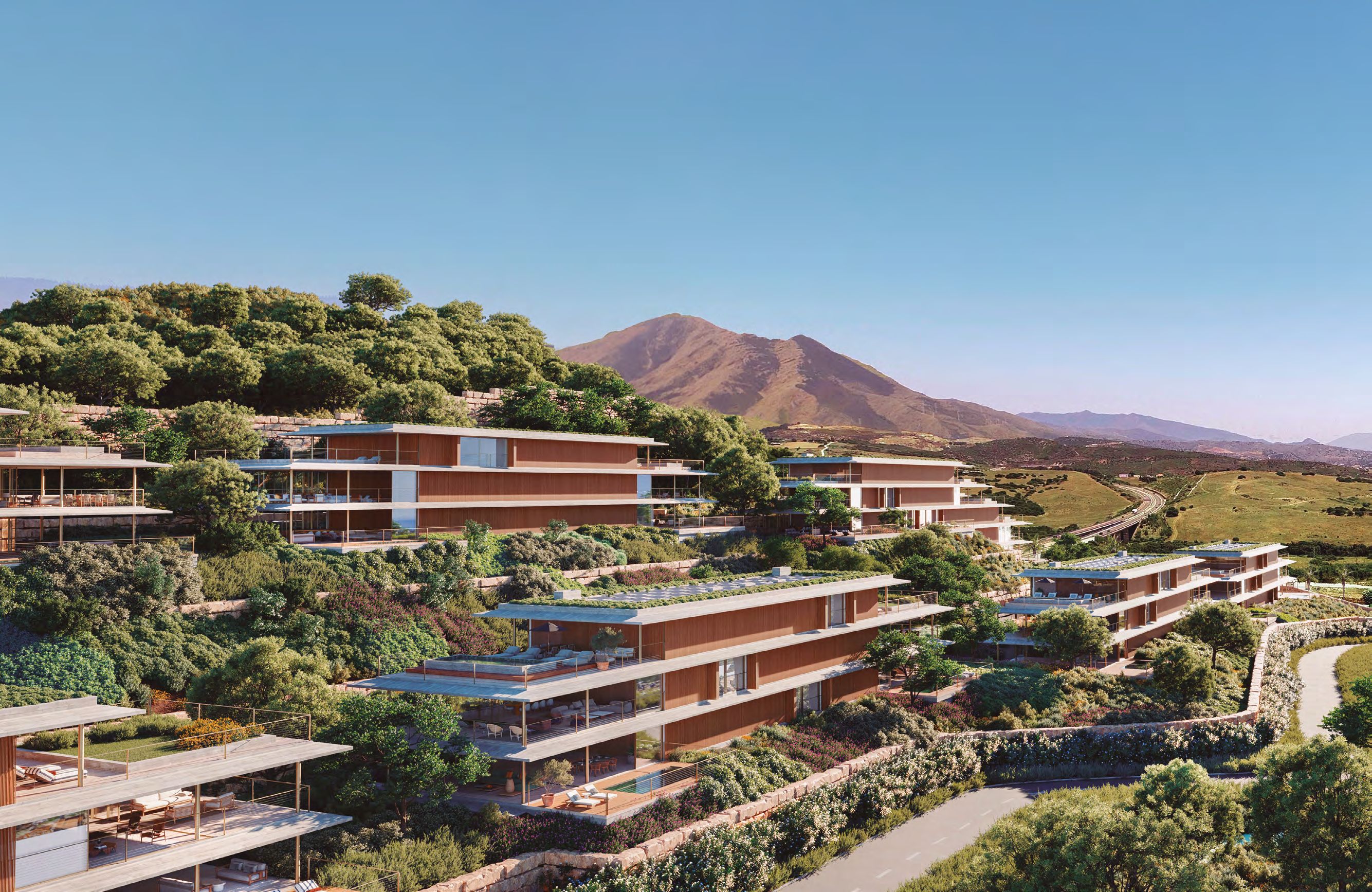 Terraced residences set into the landscaped Casares hillside
