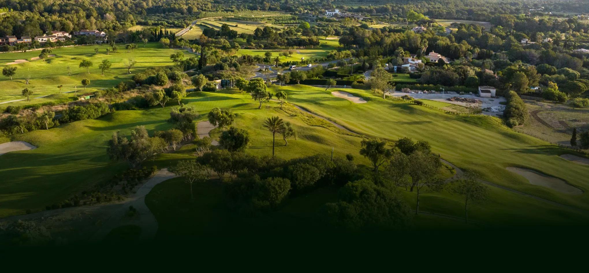 Aerial view across the fairways and greens at Pula Golf Resort.
