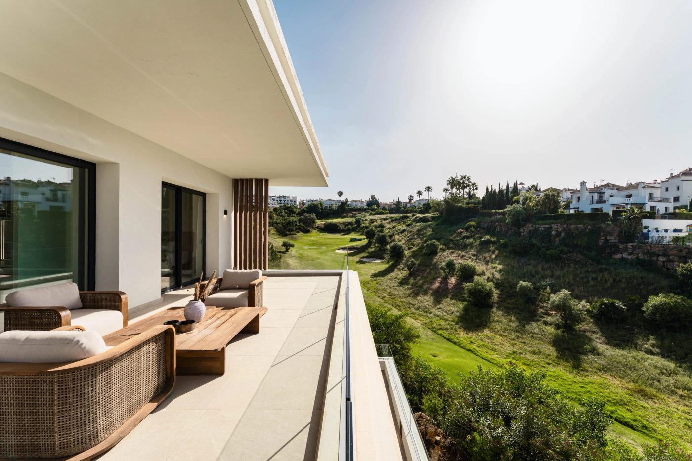 Terrace outlook at Villa Three in La Resina Golf, Estepona East