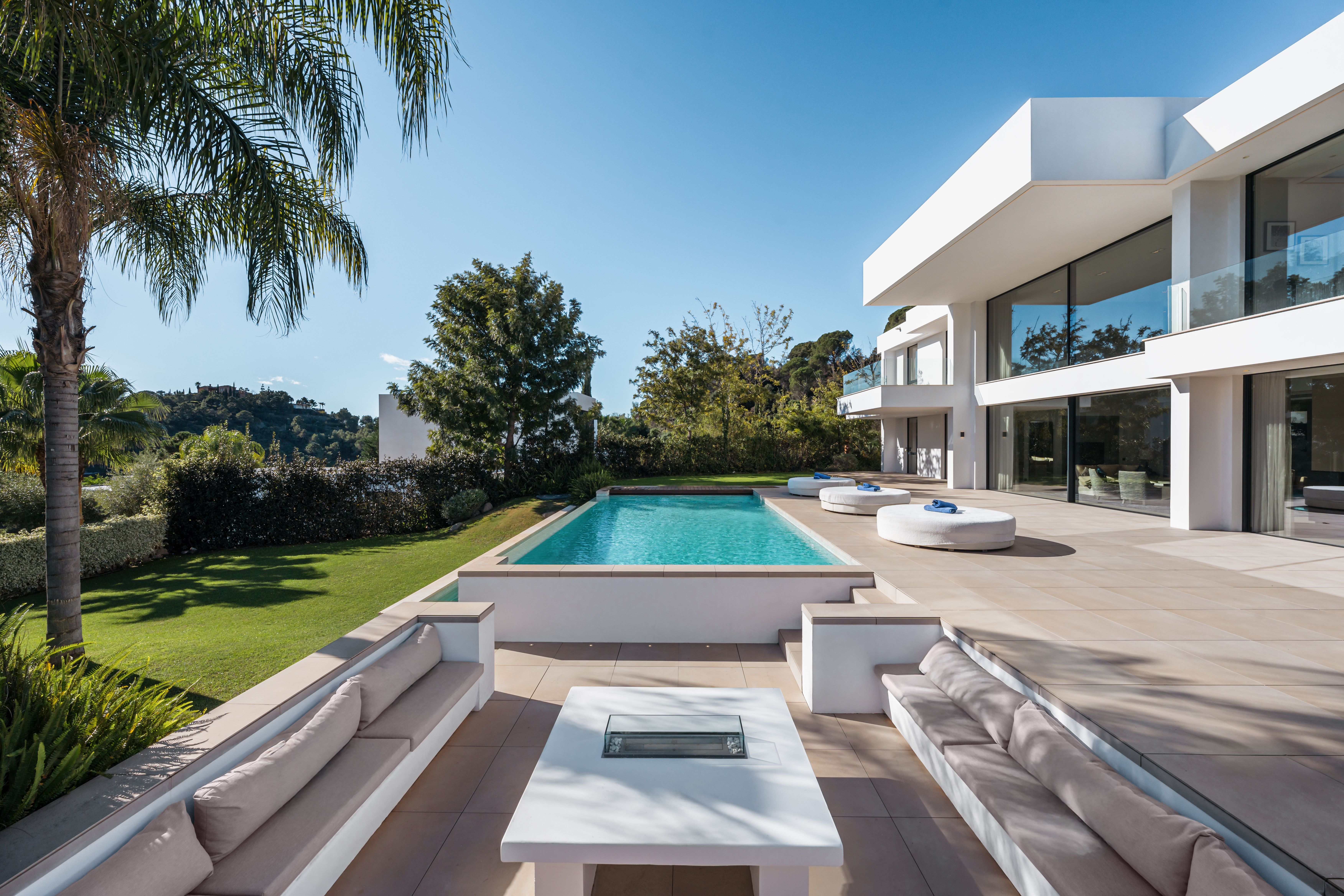 Poolside lounge terrace at Villa Ciervo