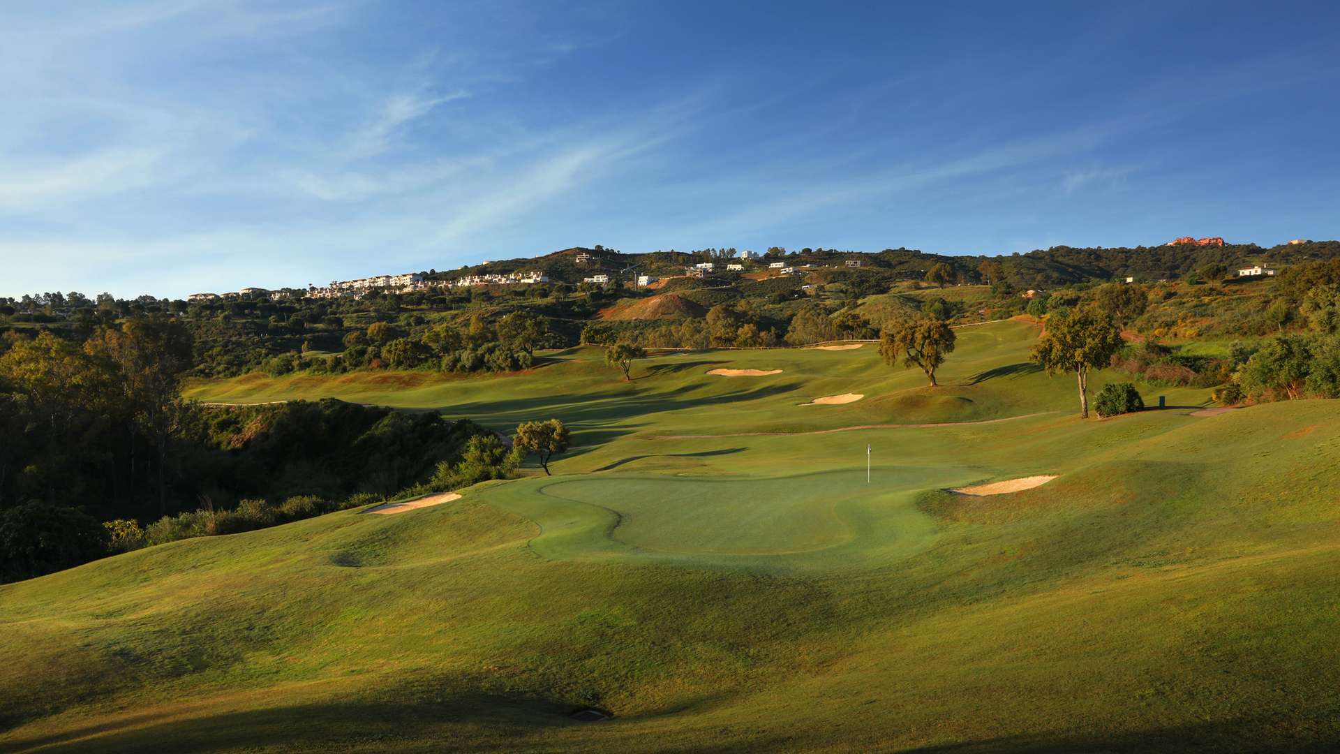Rolling fairways and bunkers on La Cala Resort Campo Europa in the Mijas hills