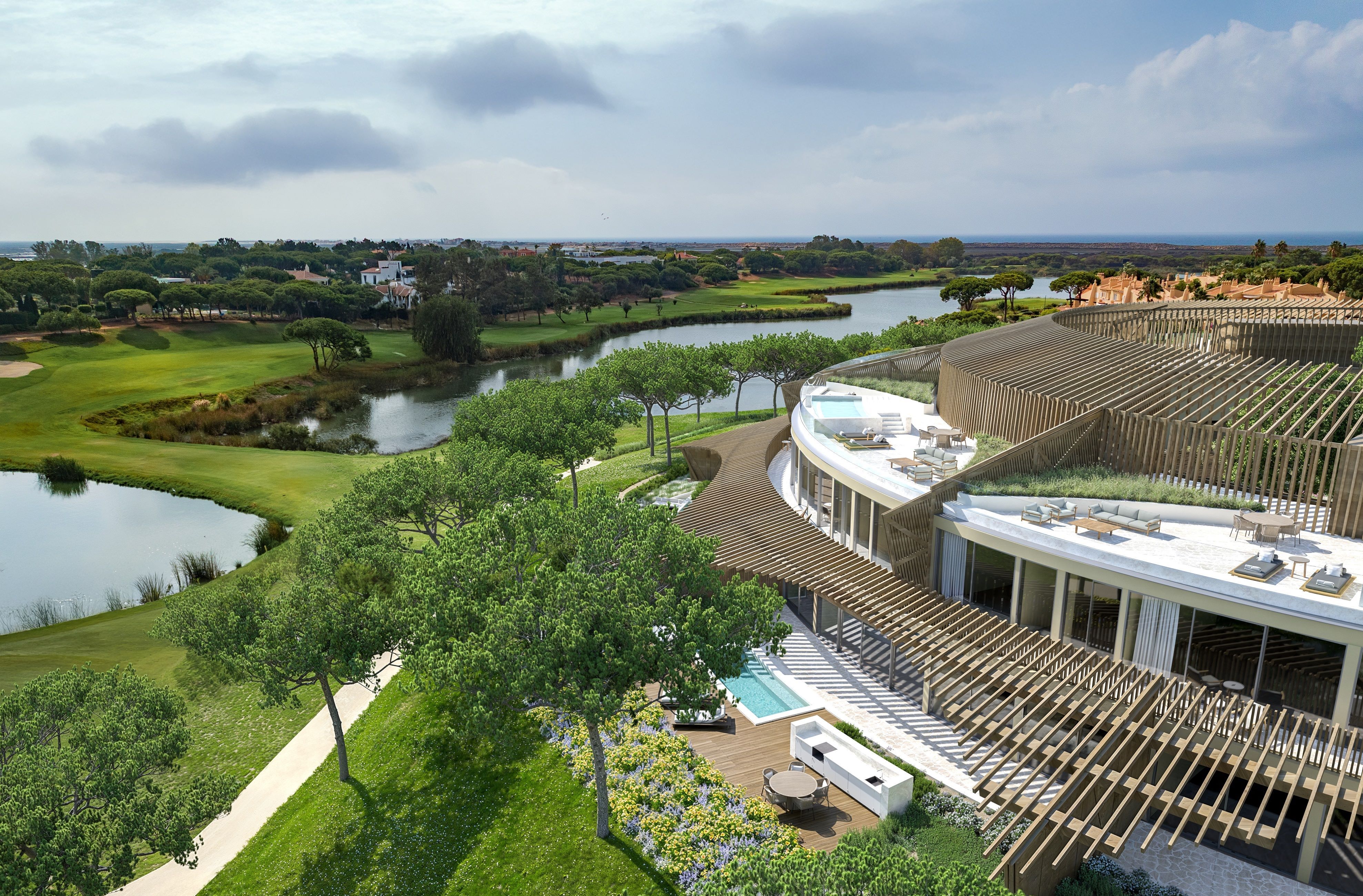 Sutaya setting within Quinta do Lago, with golf, lagoon and Ria Formosa views.