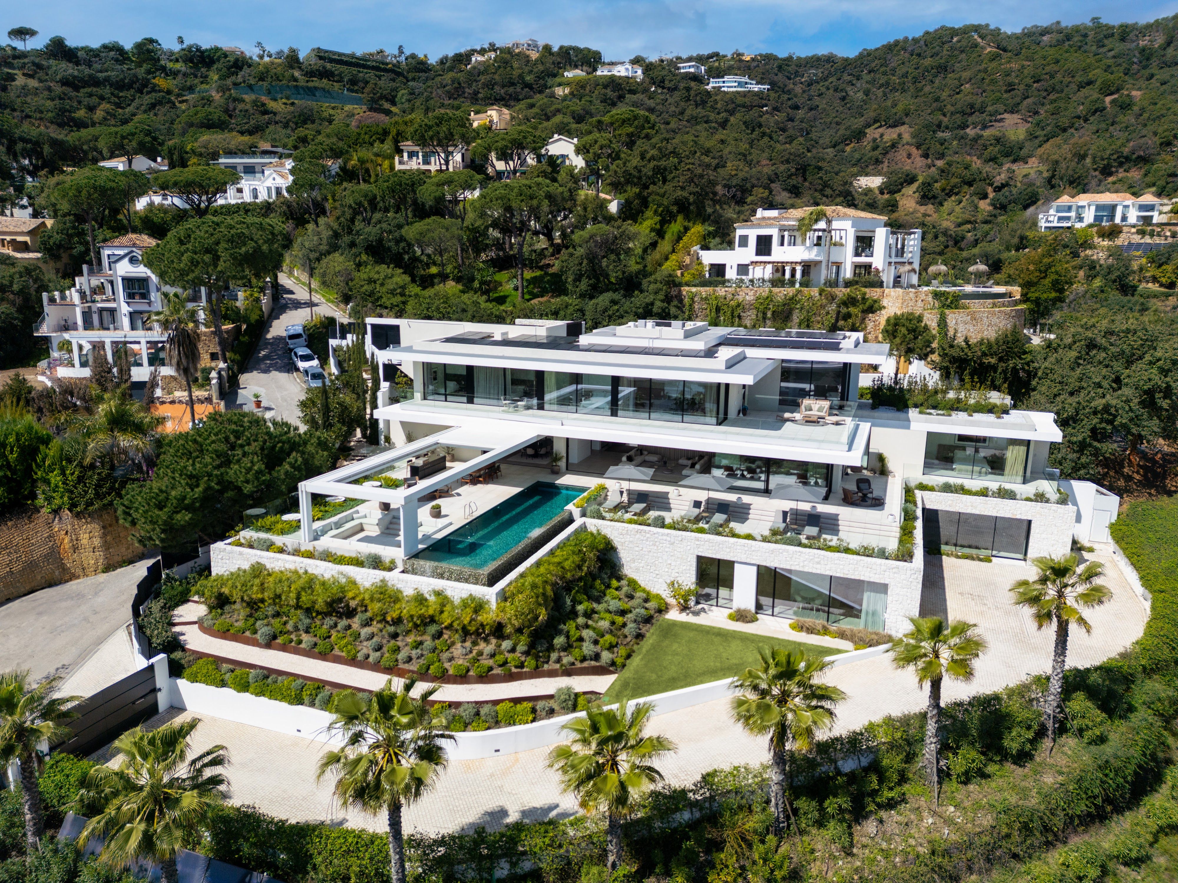 Aerial daytime view of Villa Sienna in El Madronal