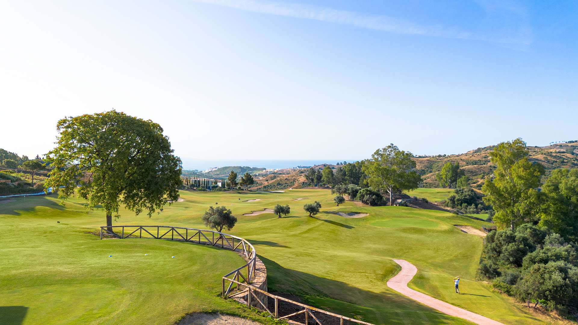 La Cala Short Course fairways with Mediterranean views beyond