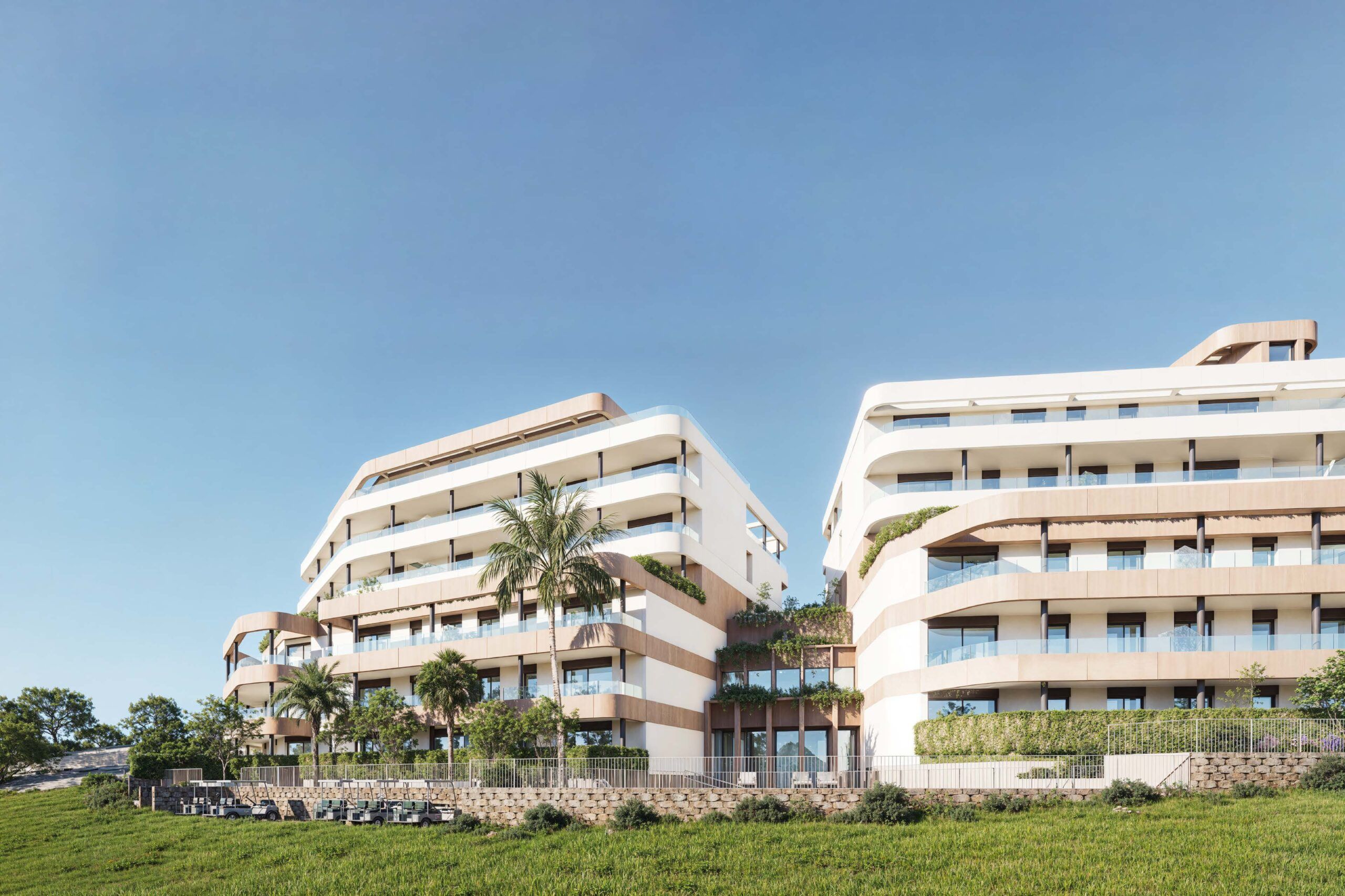 Birdie Hills apartment buildings and landscaped grounds