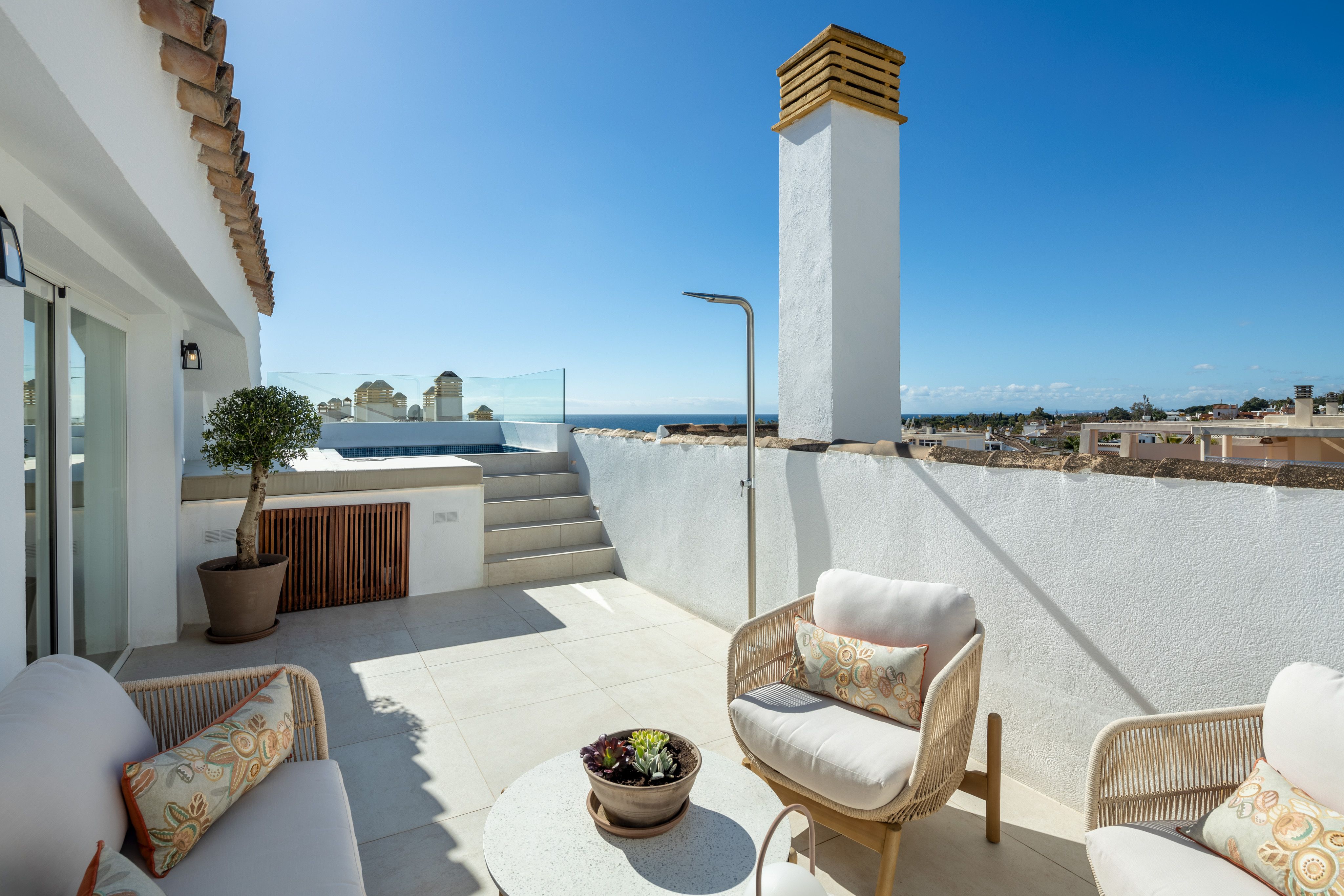 Costa PH terrace lounge with sea views on Marbella Golden Mile
