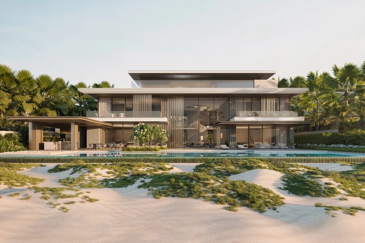 Architectural visualisation of a villa and private pool at Four Seasons Private Residences Abu Dhabi.