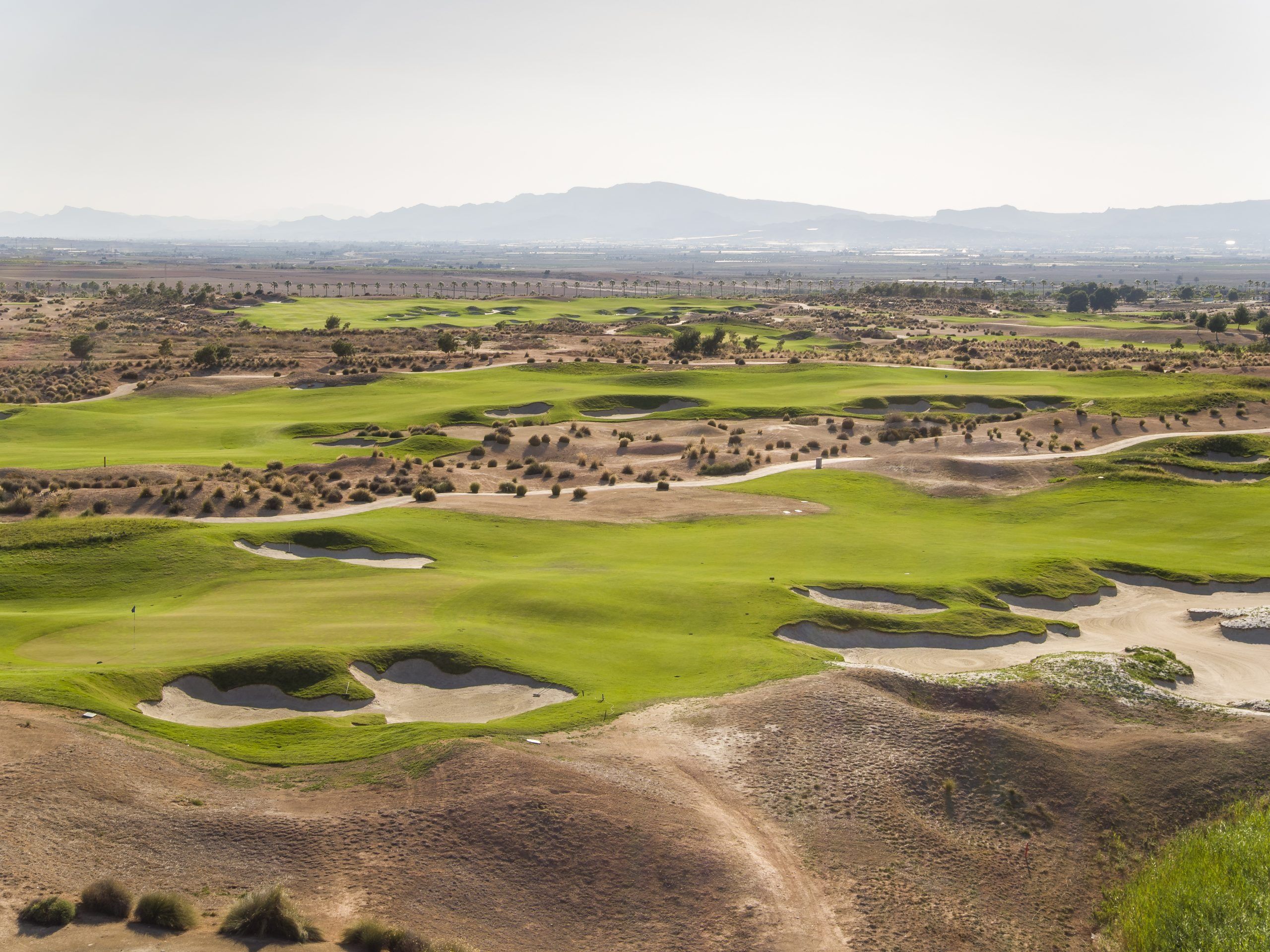 Alhama Signature Golf fairways and sculpted bunkers in Murcia