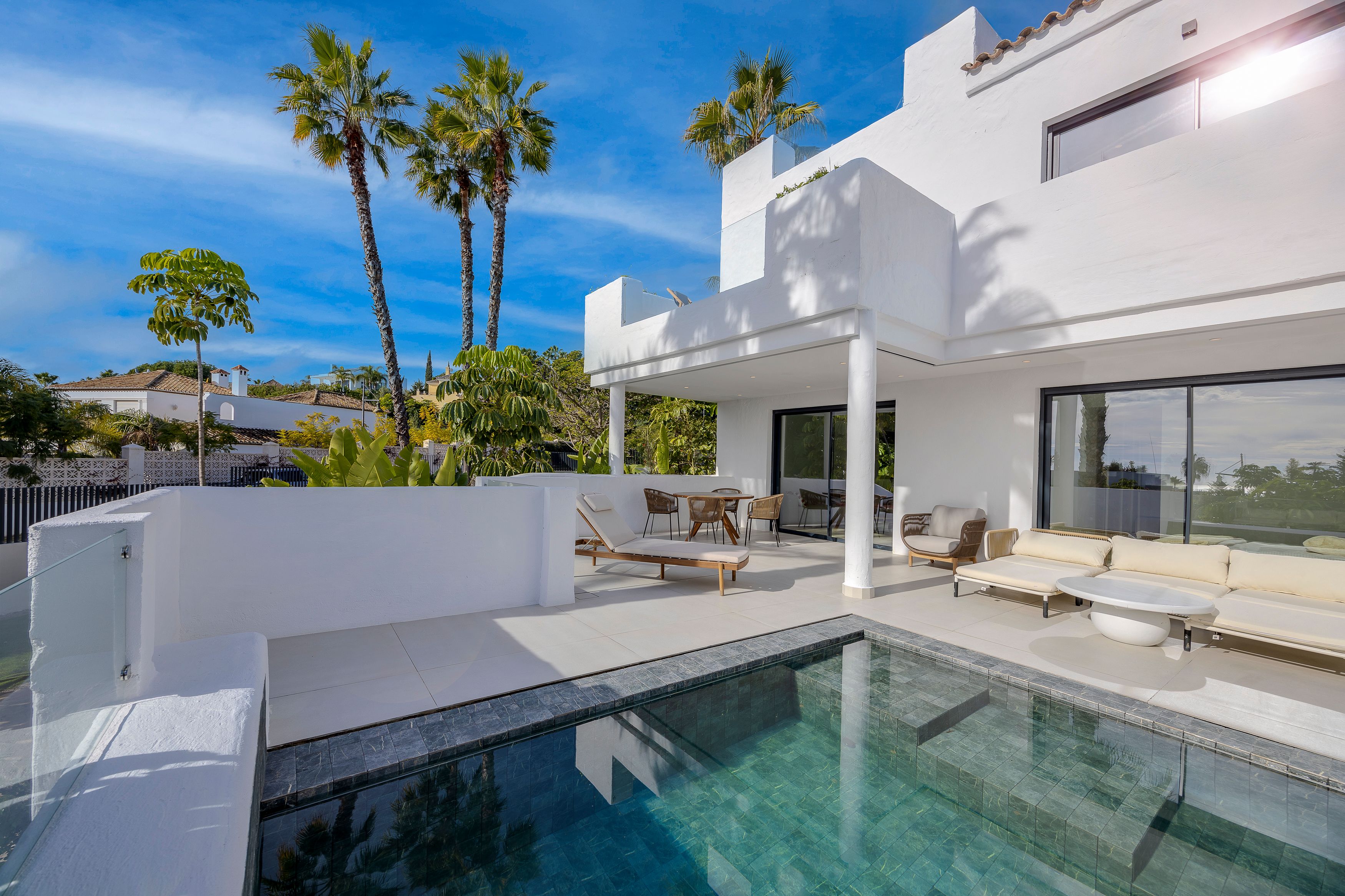 Golden Hills duplex apartment terrace with a private swimming pool.