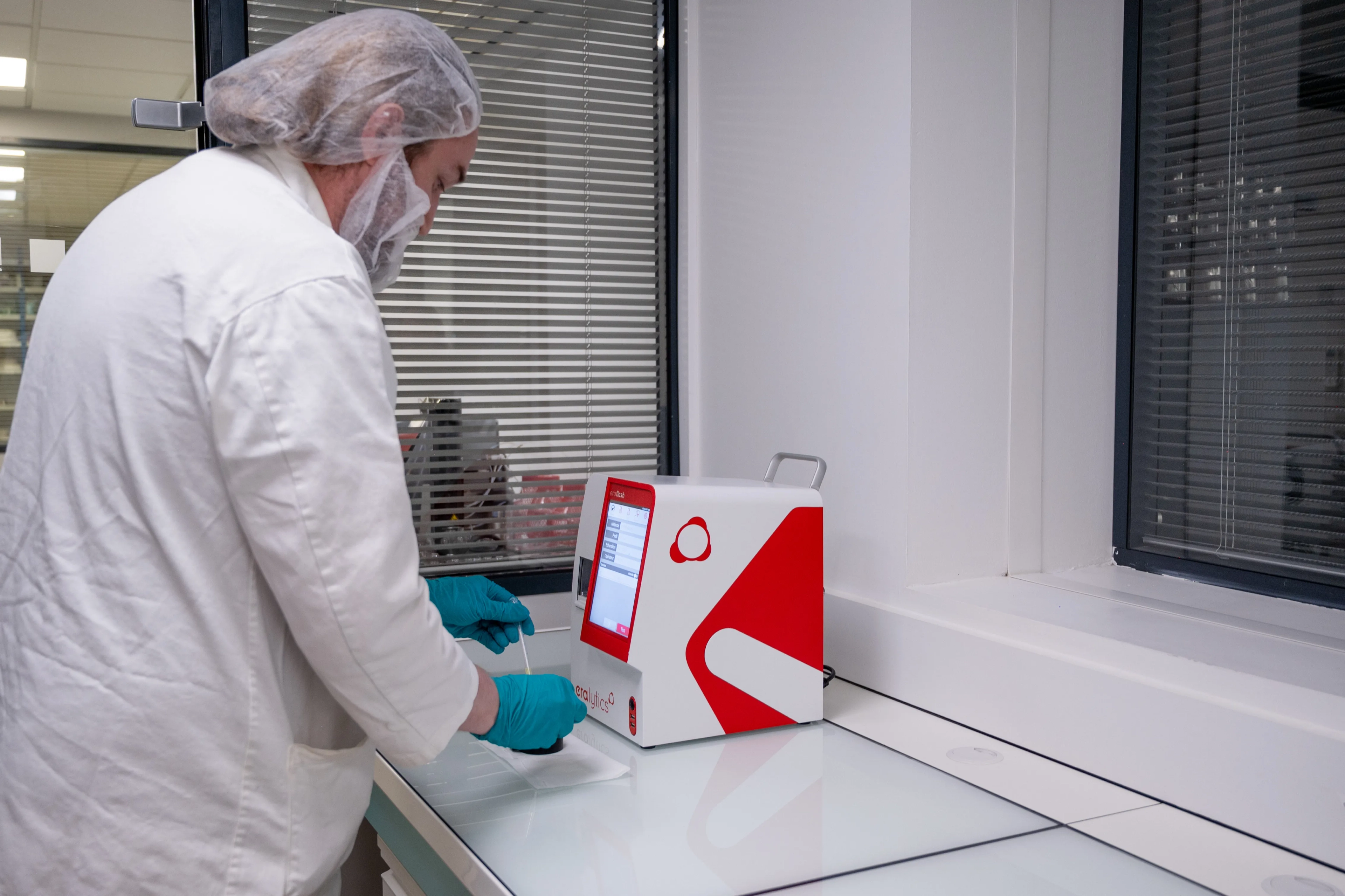 Person checking a container for quality and compliance with regulations