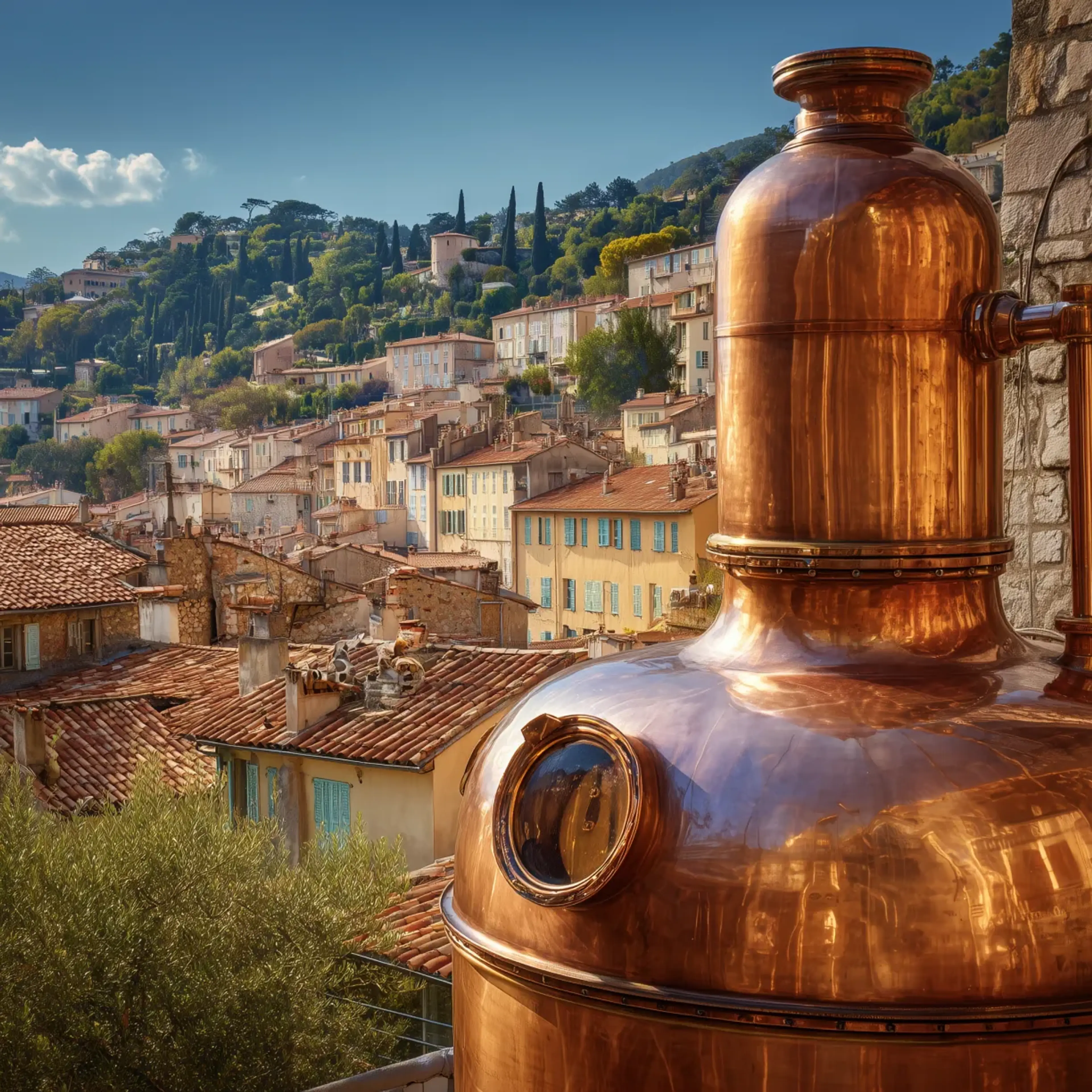 Drone view of the city of Grasse