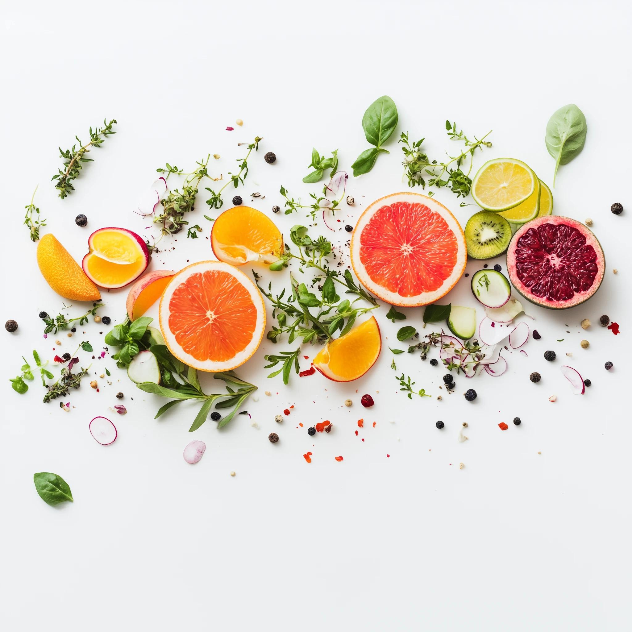 Multitude of food items background