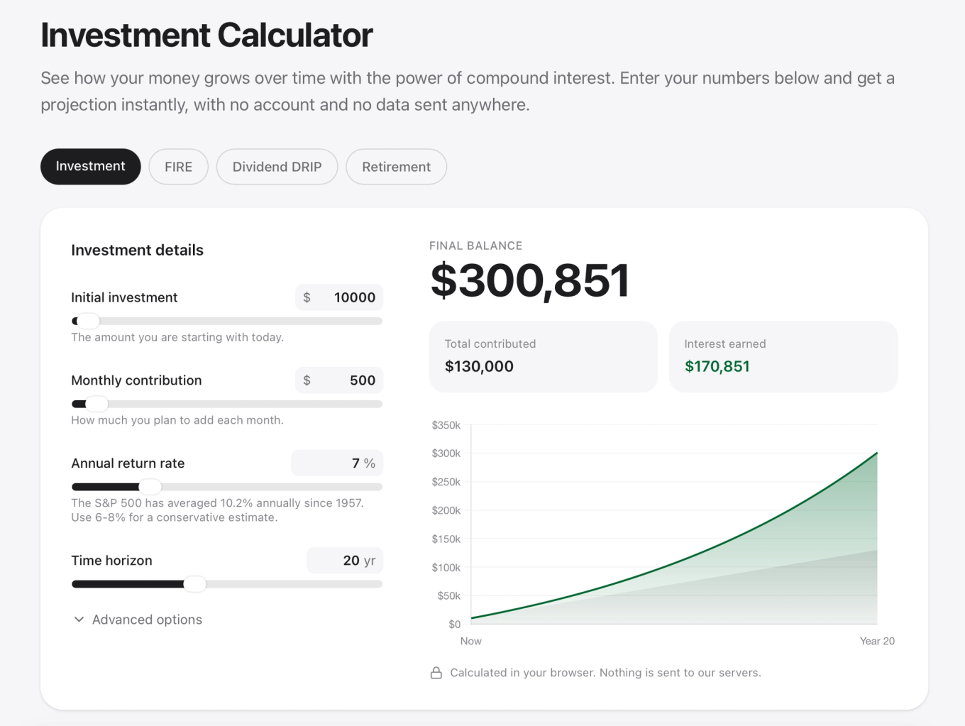 DecentWealth Investment Calculator