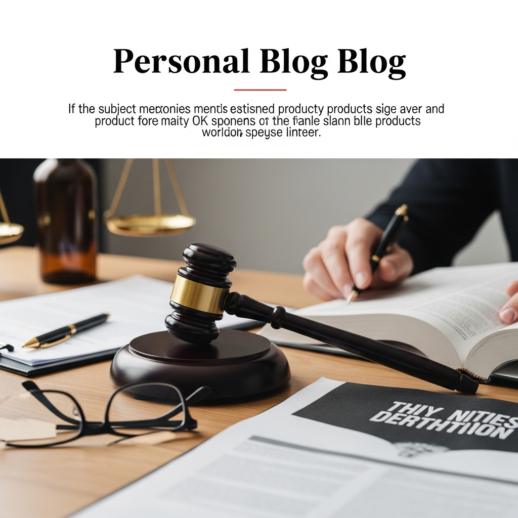 A gavel resting on a wooden desk next to a pair of eyeglasses and an open law book.