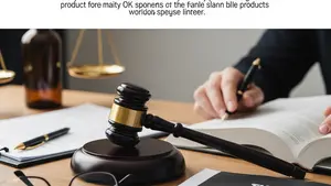 A gavel resting on a wooden desk next to a pair of eyeglasses and an open law book.