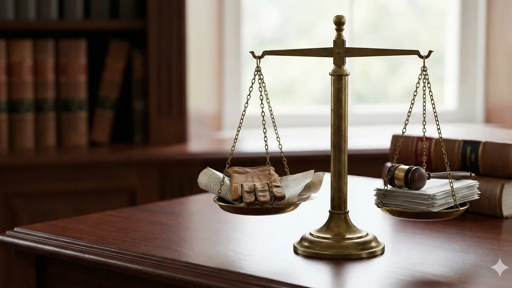 A set of balanced scales representing the legal concept of comparative fault and shared negligence in a personal injury case.