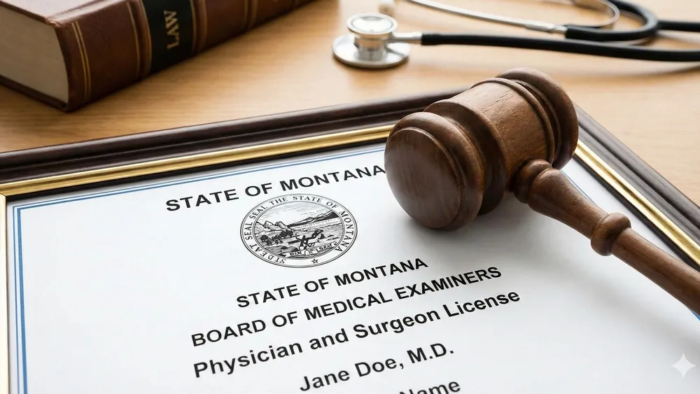 A gavel resting on a medical clipboard to represent the intersection of law and healthcare.