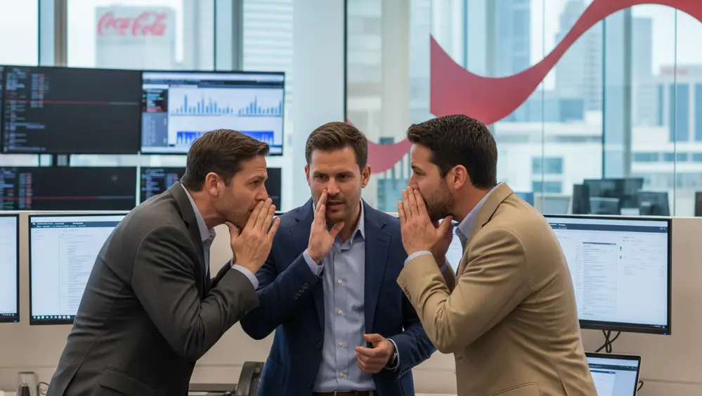 A group of professional workers standing in a modern office hallway, looking towards an empty office space, symbolizing workplace opportunity.