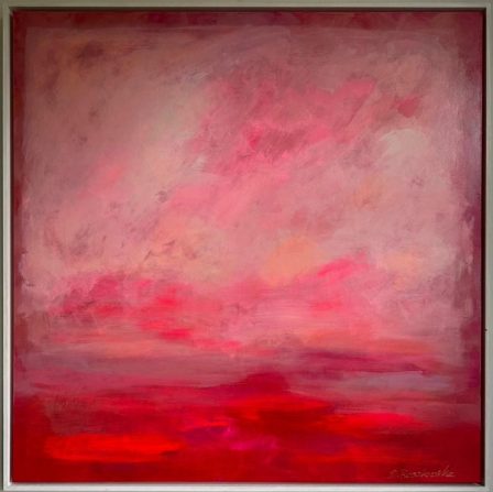 A landscape in pink and grey.