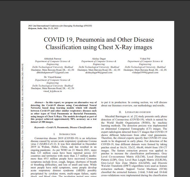 Covid-19 vs Pneumonia and other diseases detection