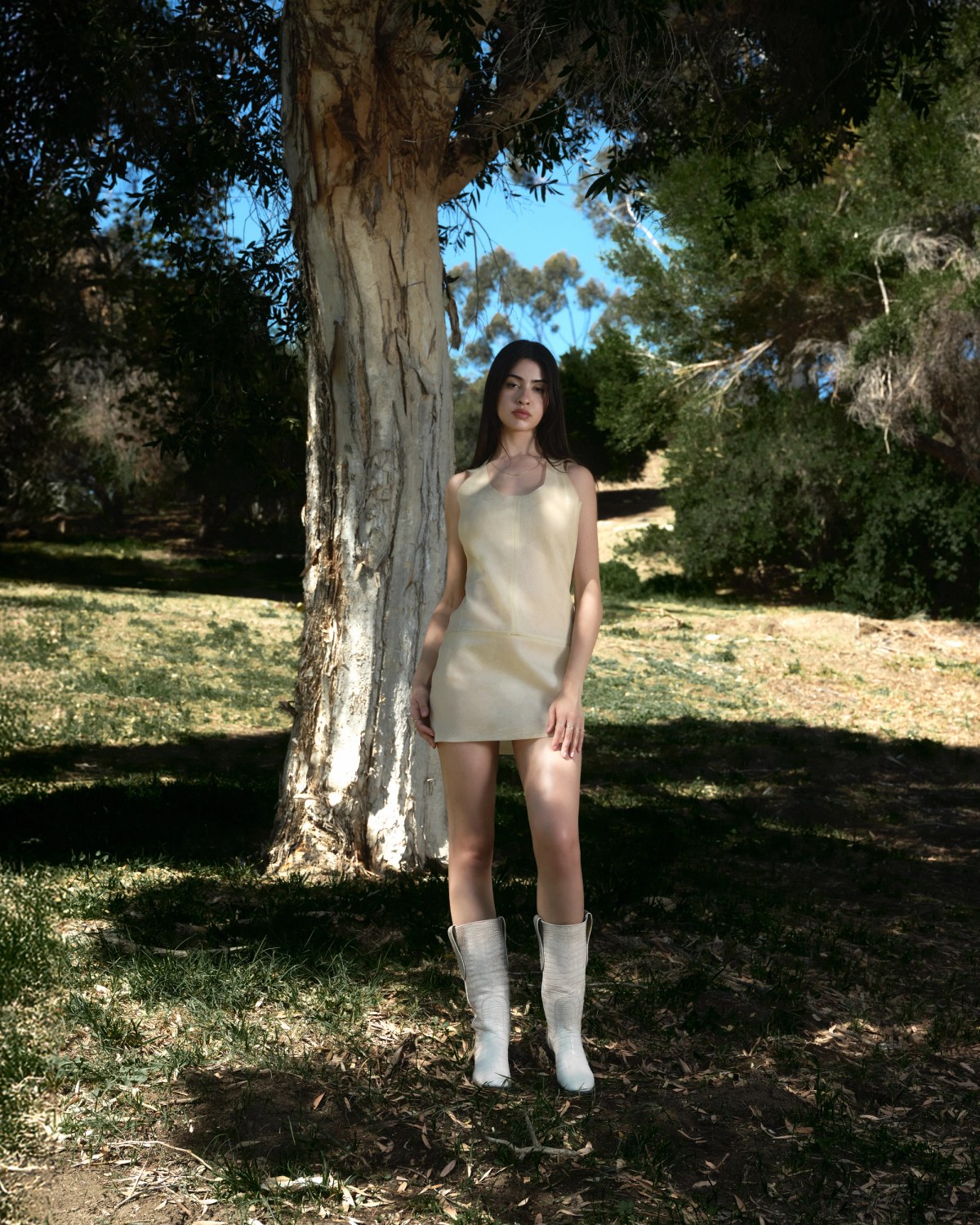Translucent Leather Shift Dress editorial